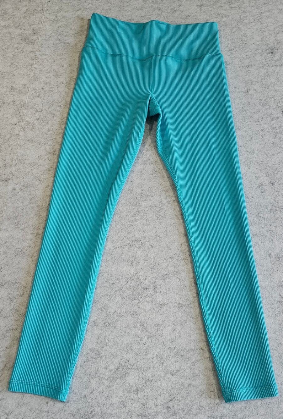 Athleta Elation Ribbed Tights Leggings, Teal Bora Bora, Ultra High, Sz M